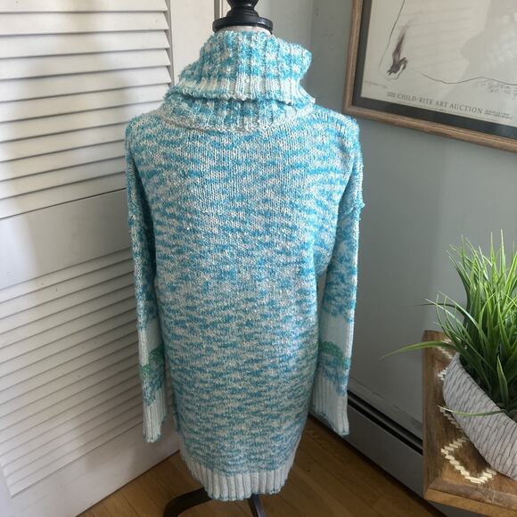 Free People Sweater Dress Womens XS Blue Ice Castle Winter Storm Tunic Oversized - Picture 5 of 10